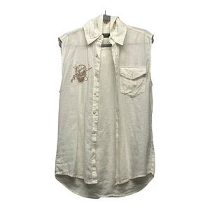 Fuel oil By HSN Linen Hoodded Shirt Medium Made in Turkey Tunic Length